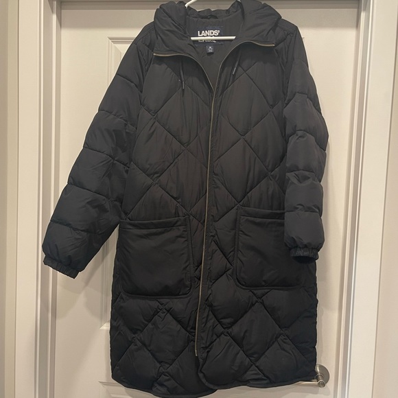 lands end quilted maxi primaloft thermoplume coat